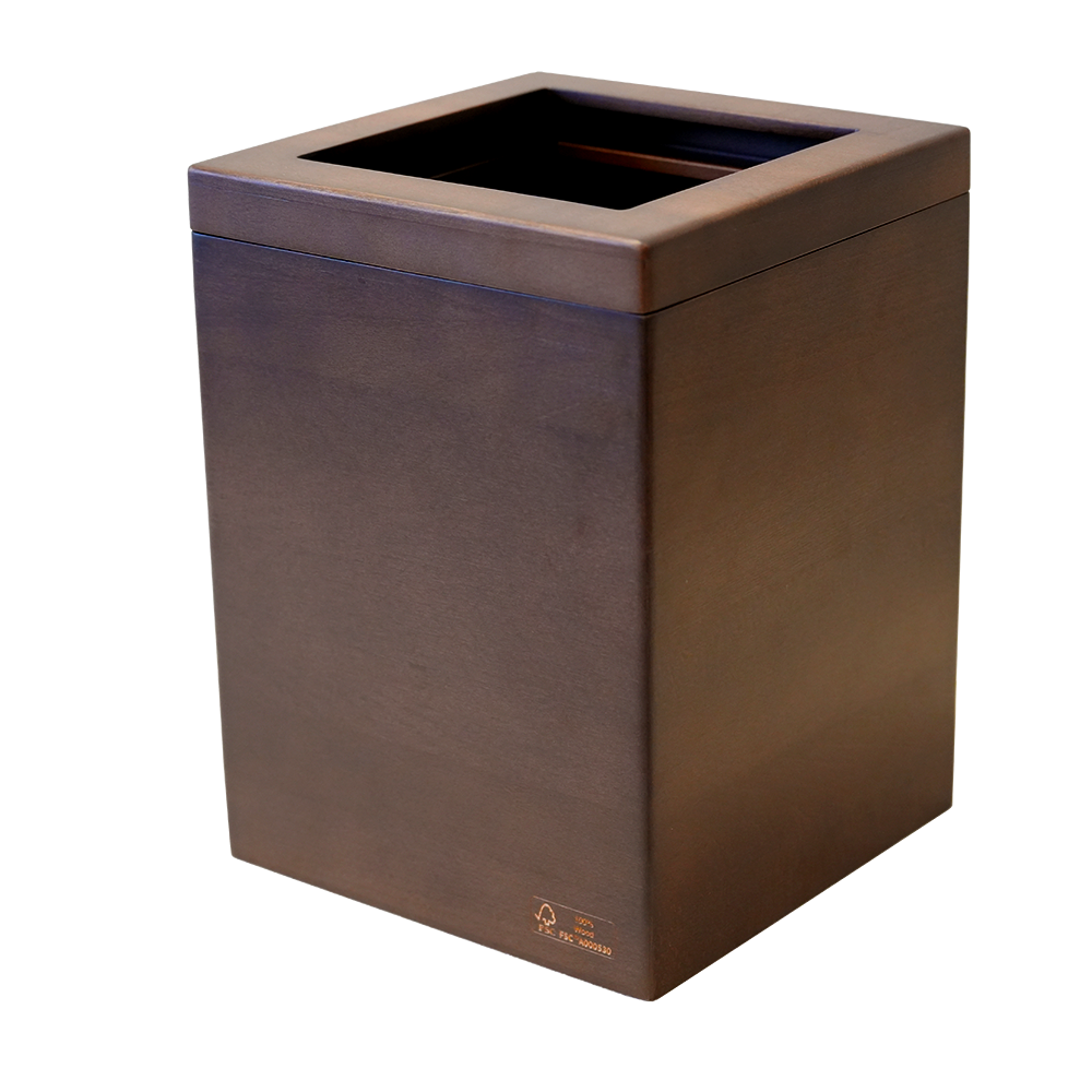 【定番商品】woola　FSC認証木製　ダストボックス（茶染色）