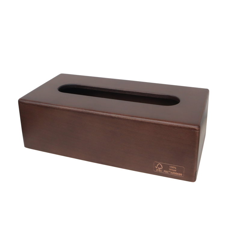 【定番商品】woola　FSC認証木製　ティッシュボックス　レギュラー　（茶染色）